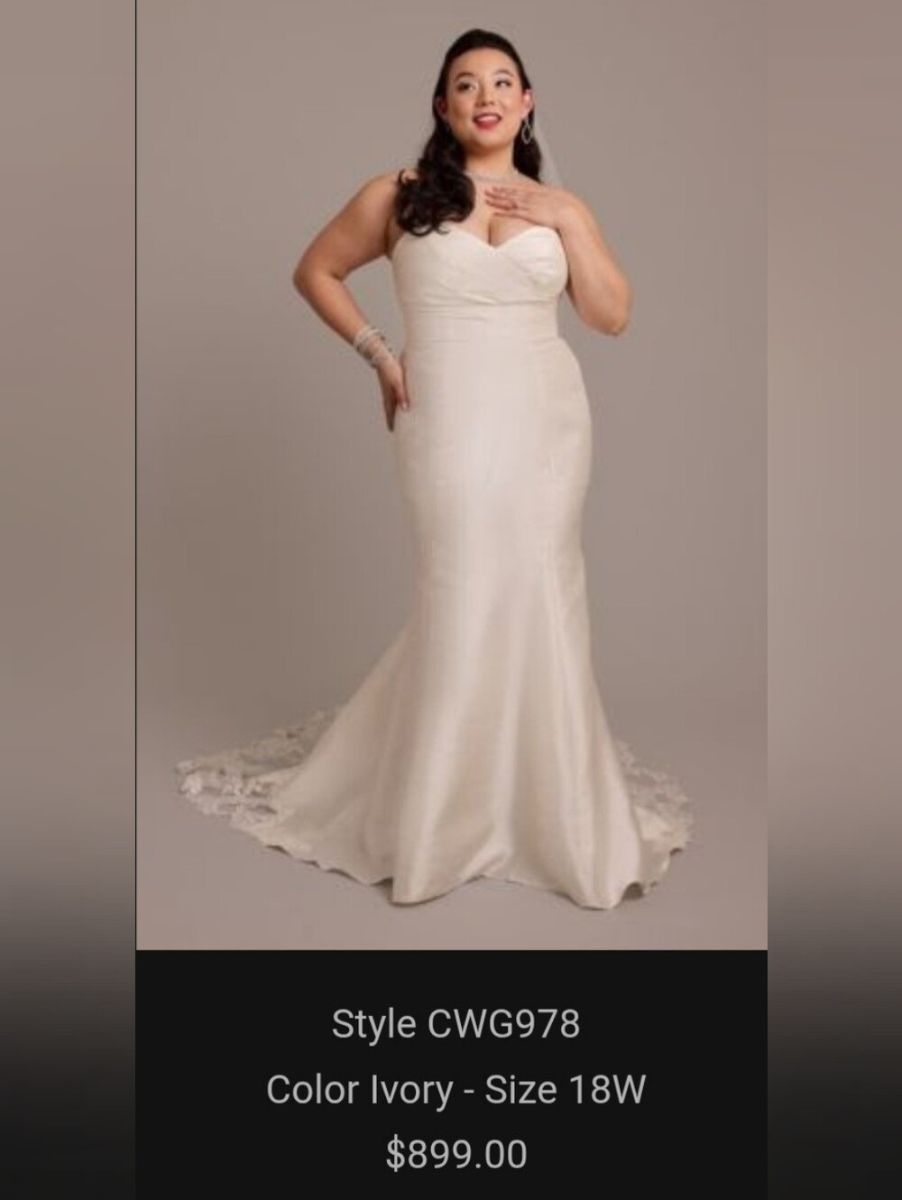 Bridal Bundle: Ivory Strapless Mermaid Wedding Dress - Brand: Oleg Cassini